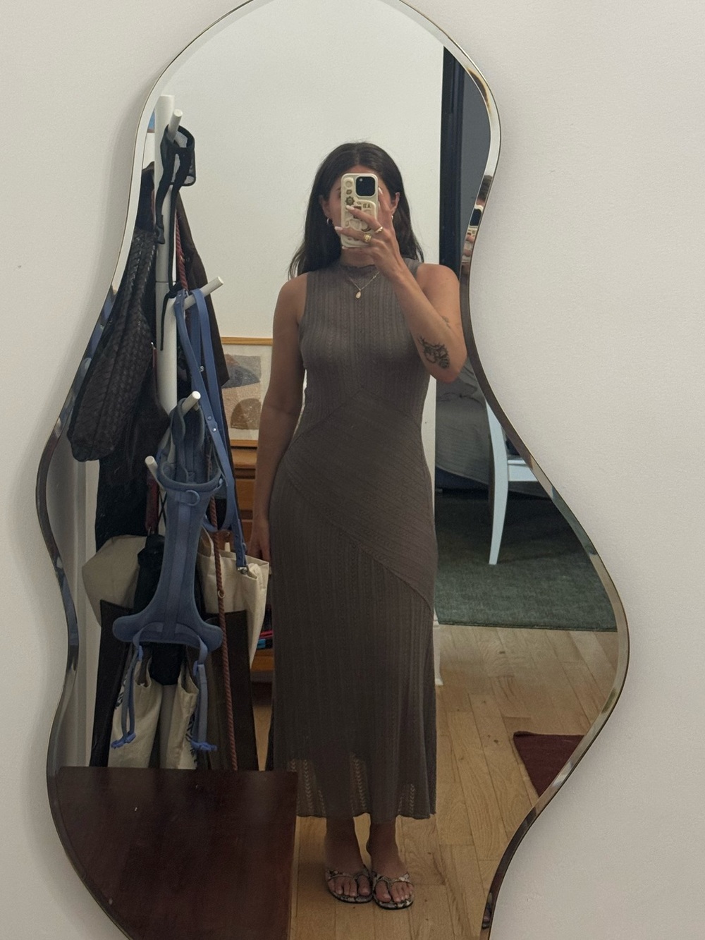 Zara Taupe Sleeveless Knit Maxi Dress - Picture 2 of 6